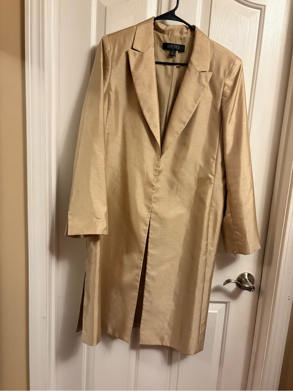 Kasper Champagne Gold Satin Trench Coat